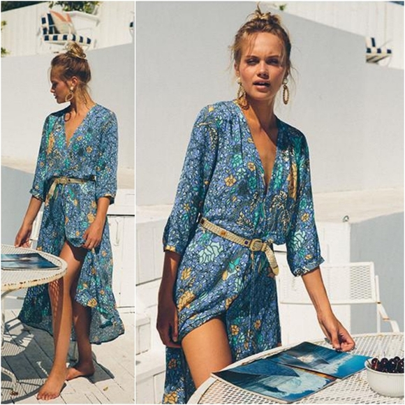 FLASH SALE Arnhem sinta midi dress boho gown marine M 10 blue - Picture 6 of 8